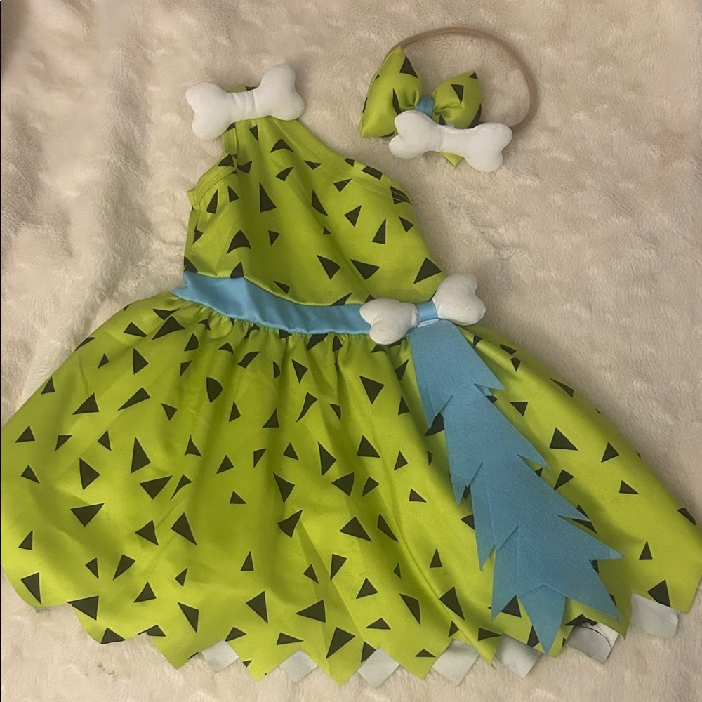 Flinstone’s Green Dinosaur Kids Costume with Headband